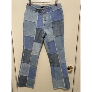Vintage 90s Zana Di Y2K Patchwork Flare Hippie Jeans Size 7 Festival